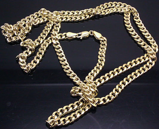 Real 10K Gold Chain Men women Miami Cuban Link Necklace 28" 5mm lobster, STRONG