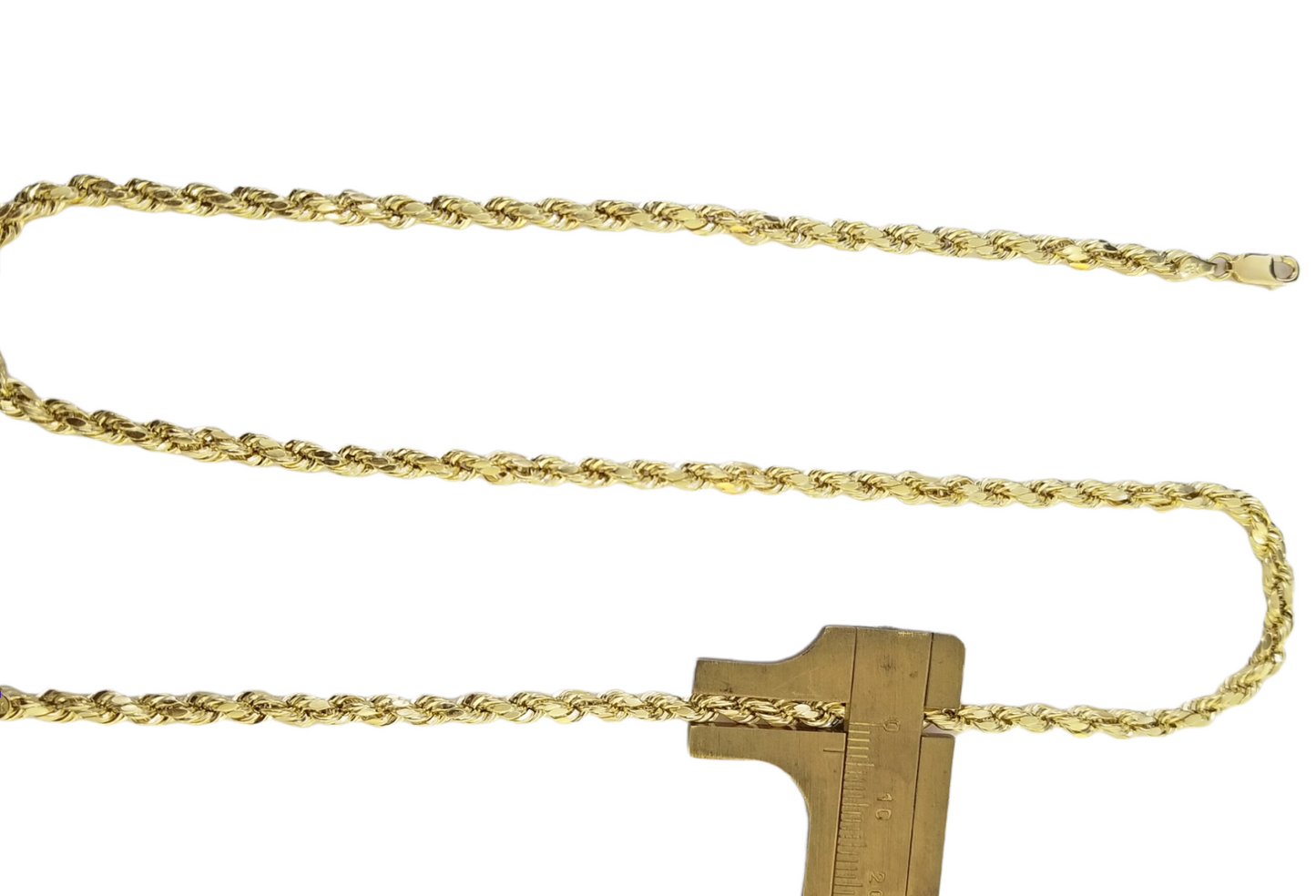 Real 10K Gold Egyptian Ankh Cross Pendent 4mm Rope Chain 18" 20" 22" 24" 26" 28"