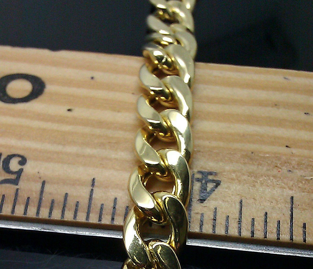 10k Yellow Gold Cuban link Chain 8mm 22" Necklace Box Clasp REAL 10kt Gold Men's