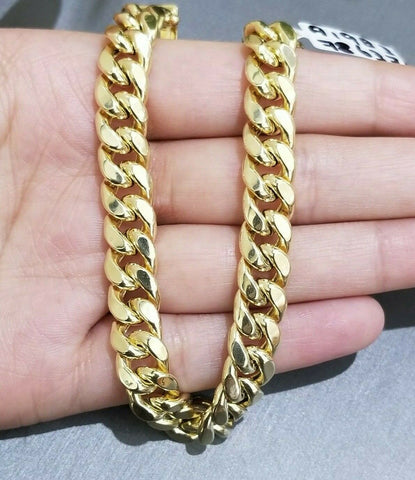 REAL 10k Yellow Gold Men's Cuban Bracelet 8.5 Inch Box Clasp 9mm link Rope