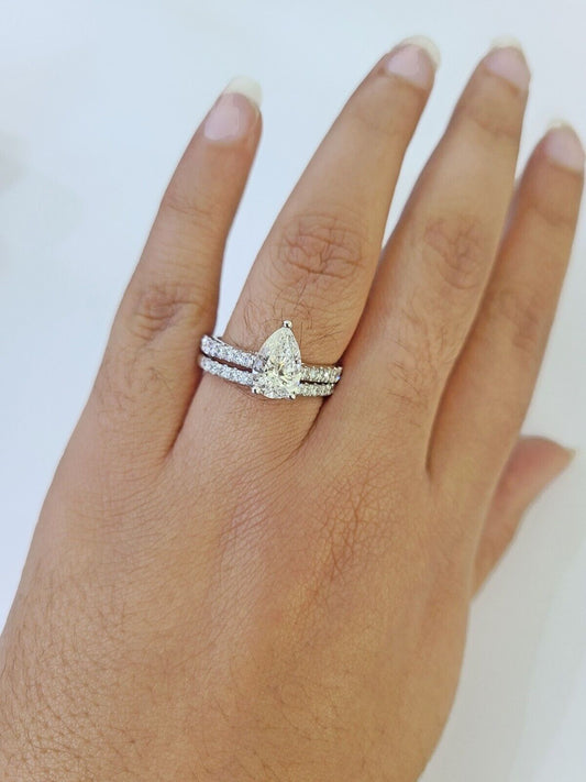 Real 14k White Gold Diamond Ladies Ring SETLab Created Women Engagement Wedding