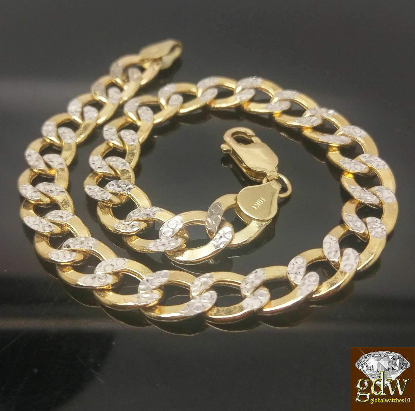 Real 10k Yellow Gold Cuban Curb Link Bracelet 9" Inch 8mm,Rope, Franco,Turkish N