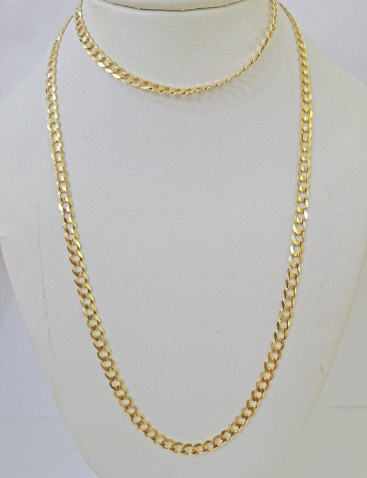 10k Gold Cuban Curb Link chain 3mm 20 Inch Real Yellow Gold Real Genuine