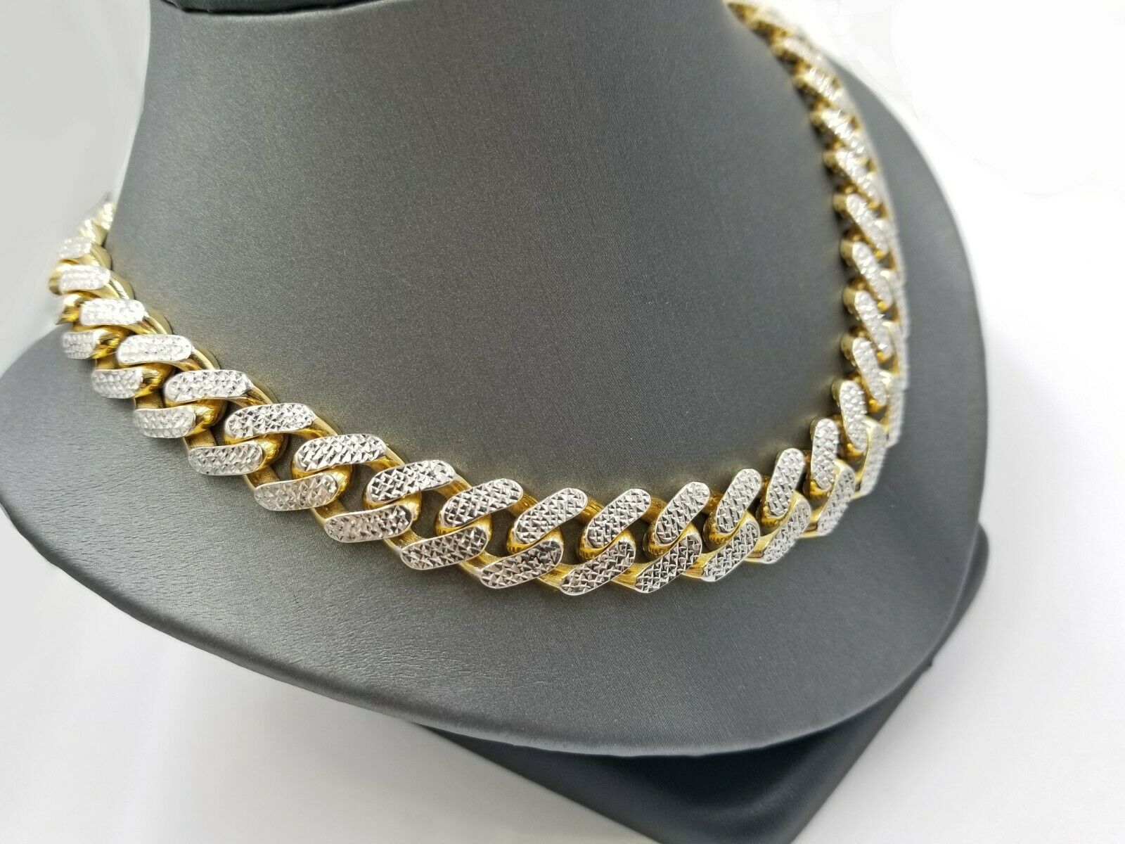 Real 10K 13mm Yellow Gold Royal Miami Cuban Monaco Chain Diamond Cut 24 Inches