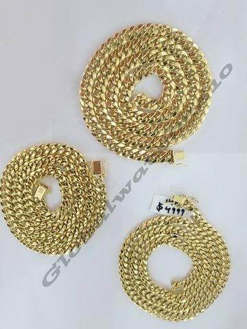 10k Yellow Gold Miami Cuban Necklace 6 7 8 MM chain 20" 22" 24" 28" 30" Box Lock