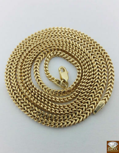 Real 10k yellow gold franco box chain necklace 2mm 30" Inch rope,cuban, link