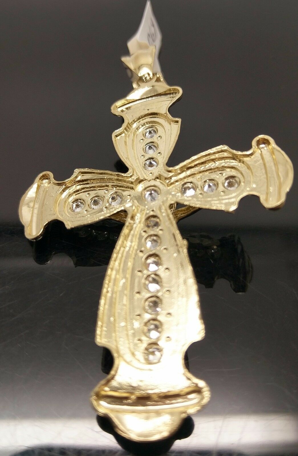 Real 10k Gold Jesus Crucifix Cross Charm Pendant Diamond Cut 10kt Yellow Gold