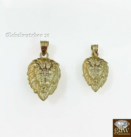 10k Yellow Gold Solid Lion Head Charm Pendant Diamond Cut REAL 10KT Gold
