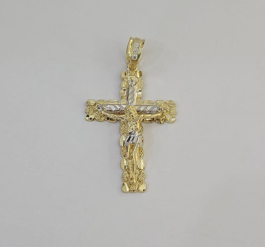 Real 14k Gold Jesus Cross Pendant Charm Crucifix 2" Inches 14kt Yellow Gold