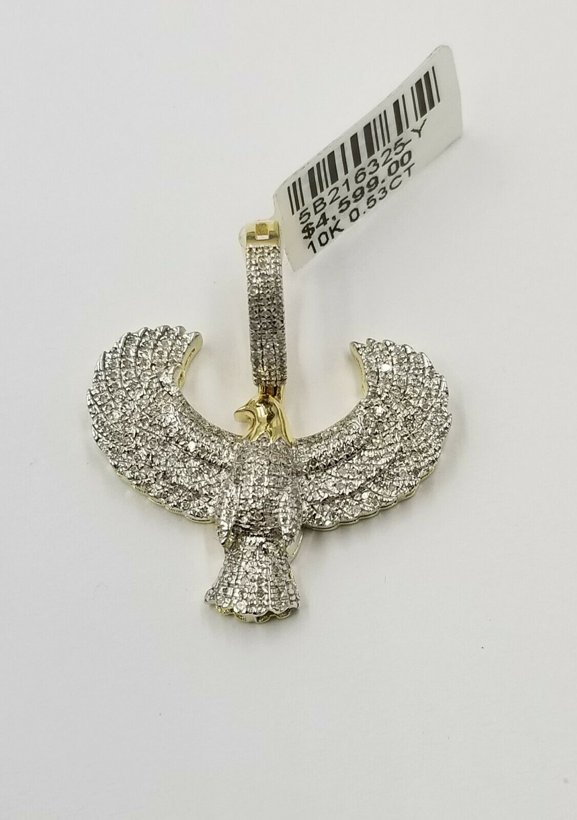 10k Yellow Gold Genuine Diamond American Eagle Charm Flying bird Pendant Real