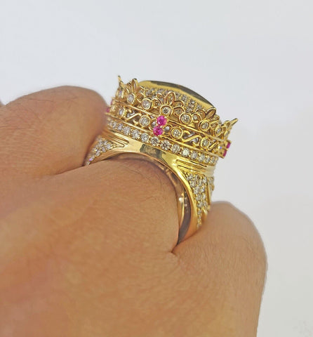 Real 10k Yellow Gold White Diamond Ring Size 10 Mens Ring