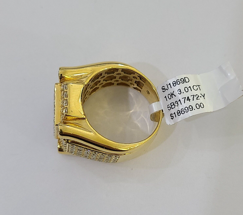 Real 10k Yellow Gold Diamond Mens Ring Band Wedding Casual Genuine Natural