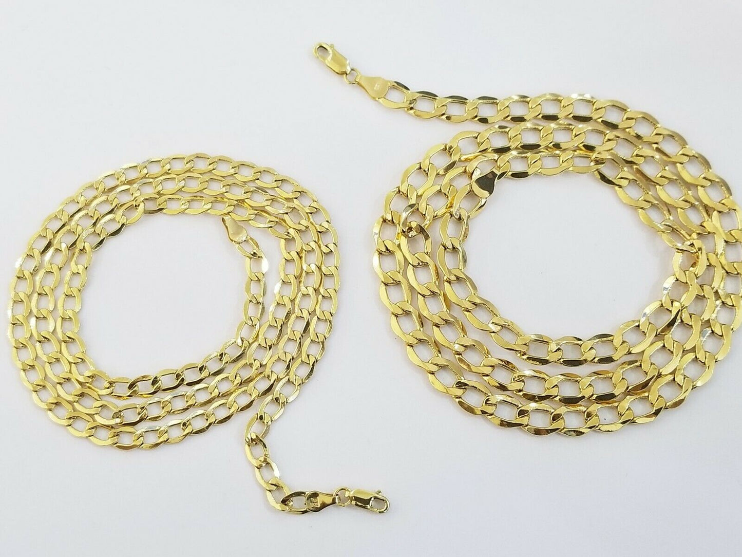 14k Gold Cuban Curve Link Chain Necklace Lobster Clasp Men Women Real