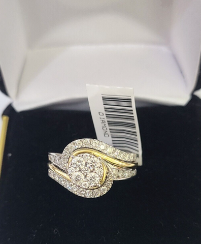 Real 10k White Yellow Gold Diamond Ring Womens Ring Genuine 10Kt
