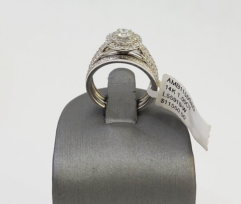 REAL 14k White Gold Diamond Ring Round Shaped Ladies Wedding Engagement