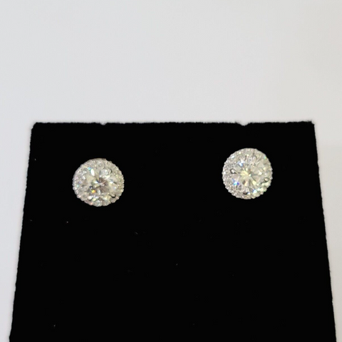 14k Yellow gold Square Earrings Diamond screw-back Lab Created Women Men Studs