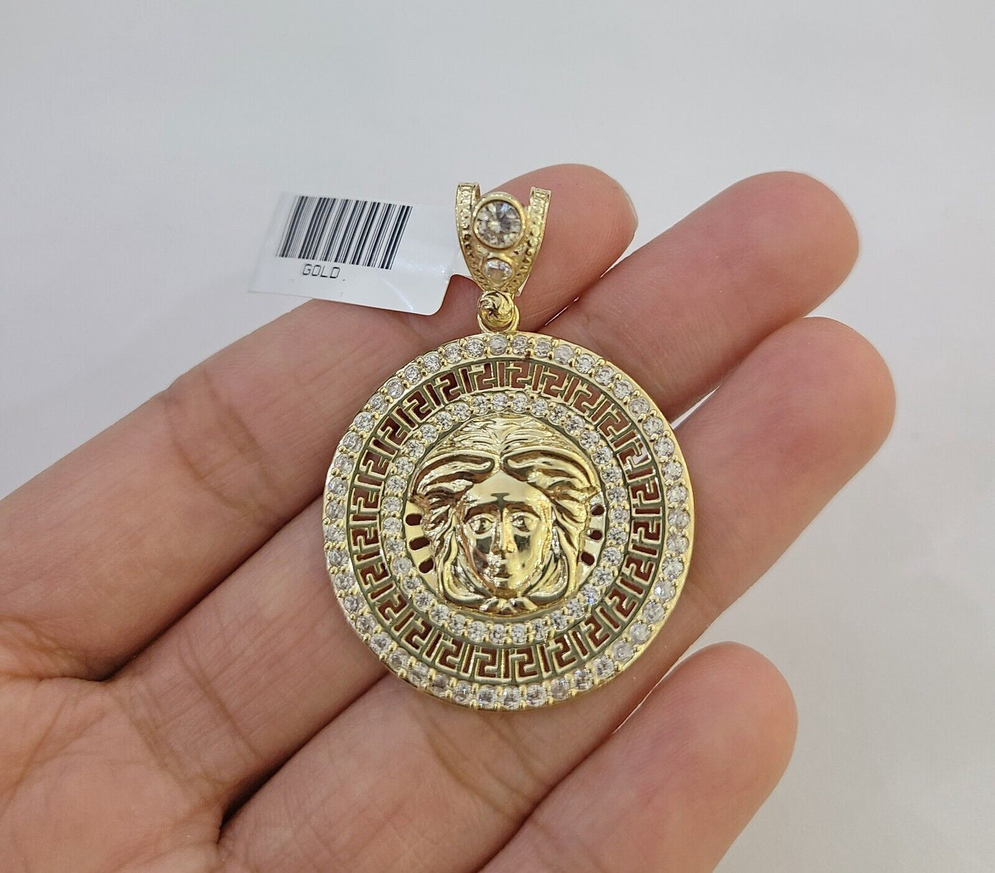 10k Yellow Gold Circular Pendant  head Charm 1-2" Inch Round 10kt Charm