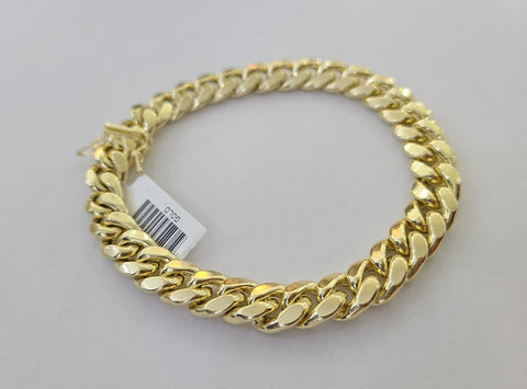 Real 10k Yellow Gold Miami Cuban Link Bracelet 9 Inch 8mm  Box Lock Clasp Link