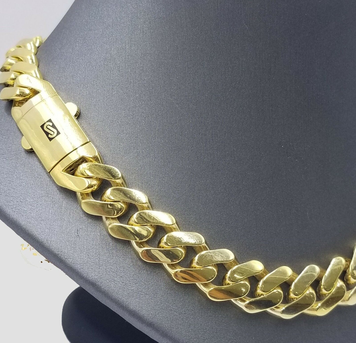 10K Yellow Gold 14mm Royal Monaco Miami Link Chain Necklace 20" Inch Men Real