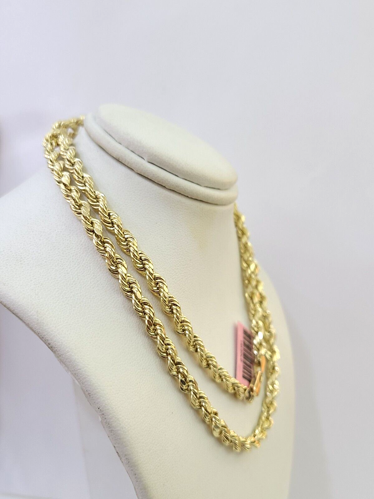 Best 14K Yellow Gold 4mm Rope Chain 22 Inch Diamond Cut Necklace Real 14KT