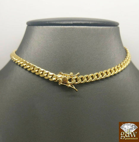 10K Yellow Gold Men's 6mm Miami Cuban Chain With Box Lock 26" Long,Real Gold
