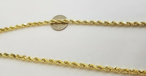 10k REAL Gold Rope Chain 6mm 20"Yellow gold Necklace Men women diamond cuts 10kt