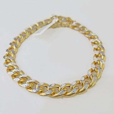 10K Yellow Gold Bracelet Real Cuban Curb Link Diamond Cut 10mm 8" Inch REAL Gold