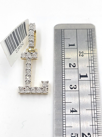 Real 10k Gold & Diamond Letter "L" Initial Alphabet Charm/Pendant 1.25".