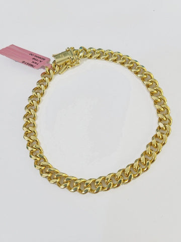 14K Gold Miami Cuban Bracelet 7" Inch 6mm Box Clasp Link Men Women, REAL 14KT