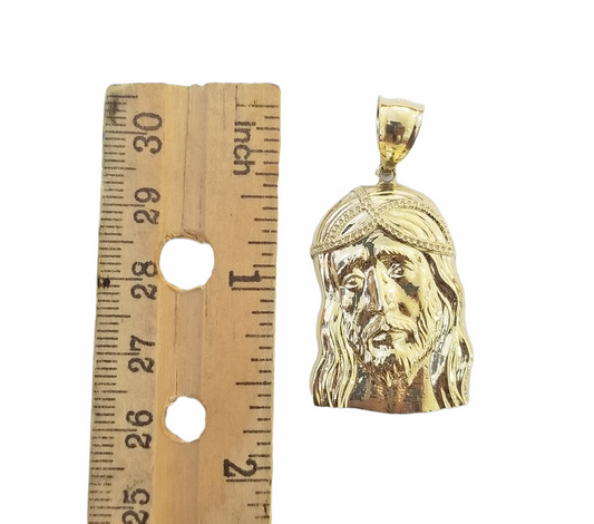 Real 10K Yellow Gold Jesus Head Pendent Charm