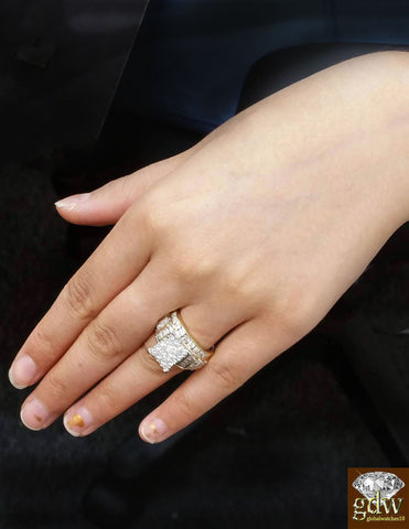 Ladies Diamond Ring Princess cut Baguette Diamonds Real 10k Gold Diamond Sizable