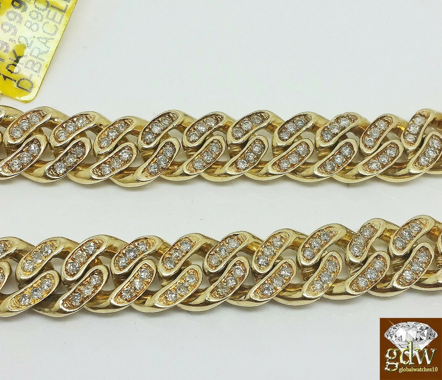 Mens 3CT Diamond Bracelet 10k Yellow Solid Gold Miami Cuban 9 Inch 8mm Bracelet