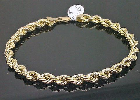 10K Rope Real Gold Men Ladies Yellow Gold Bracelet 6mm 9 Inch Brand New