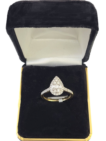REAL 14k Yellow Gold  Diamond Ring 0.50 CT Pear Shape Ladies Size 7 Engagement