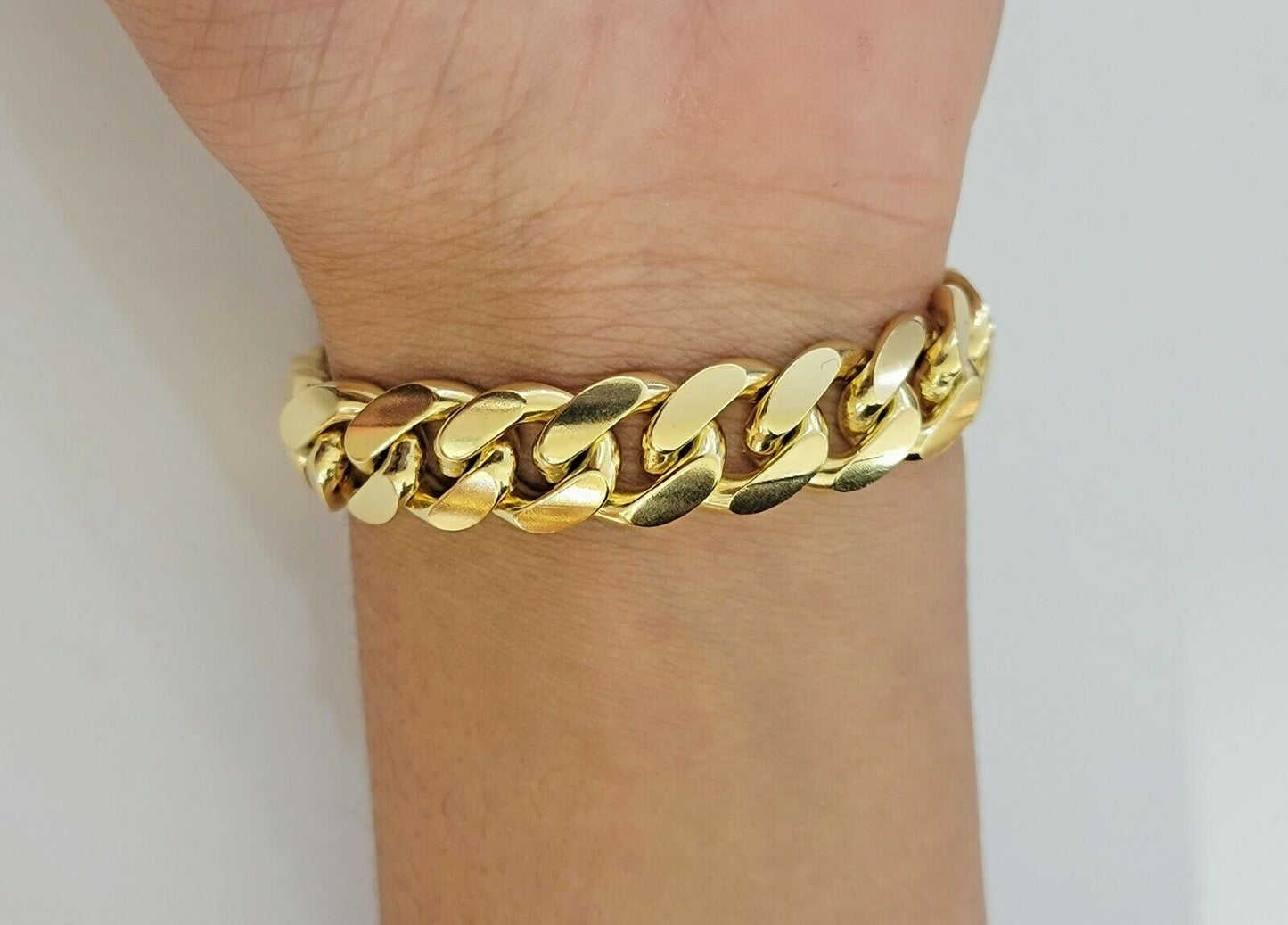 10k solid Yellow Gold Miami Cuban Bracelet 12.5 mm Link 8 inch Men's REAL 10kt