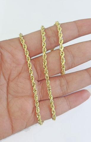 Real  14k Yellow Gold Rope Chain 3mm 26 Inches Ladies Necklace