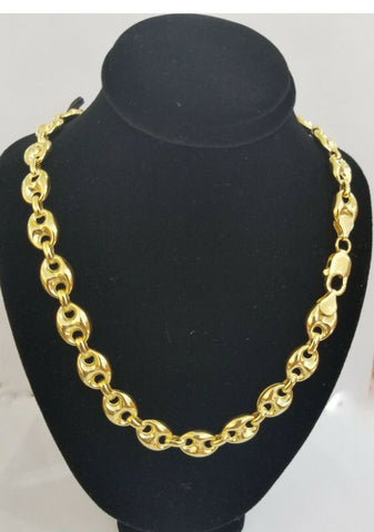 10k Yellow Gold Mariner Cuban Puff Link Chain  26" 10mm Strong Links