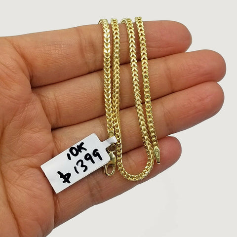 10k Pure Yellow Gold Franco Style Chain Necklace Lobster Clasp 20" 2.5mm