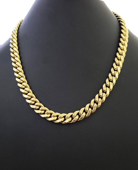 Real 10k Solid Yellow Gold 22" Inch 10mm Miami Cuban chain Necklace Box Lock