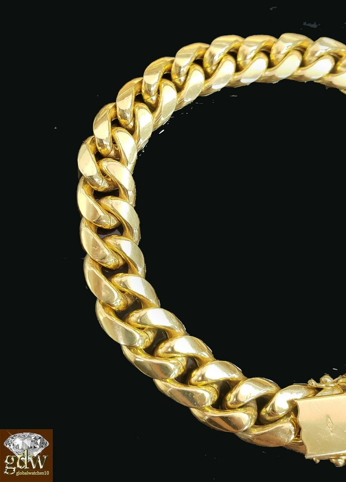 10k Yellow Gold Cuban Bracelet 12mm 9" Box Lock Real 10KT Link Bracelet