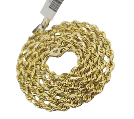 Real 10k Solid Gold Rope Chain 4mm-7mm Necklace 22"-30" Inch Men Women