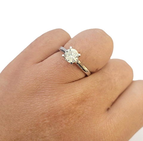 REAL 14k White Gold Diamond Ring 1.00CT Ladies Size 7 Engagement Wedding Ring