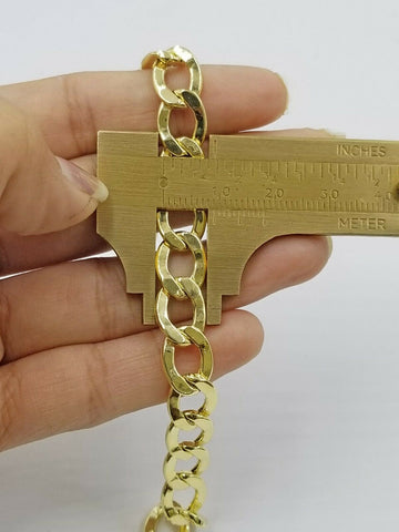 10K Pure Yellow Gold Cuban LINK Bracelet Lobster lock 9mm 8 inches
