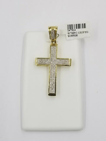 10k Yellow Gold Genuine 0.50CT Diamond Jesus Cross Charm Men Women Pendant Real