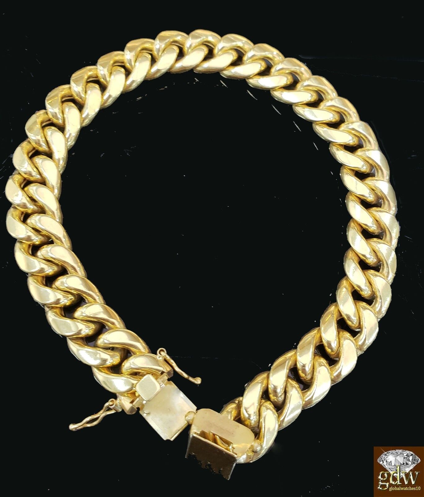 10k Yellow Gold Miami Cuban Bracelet 12mm 8" Box Lock Mens Real 10kt Strong Link