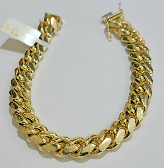 Solid Gold Cuban Link Bracelet 10mm 8" 10k Yellow Gold Miami Cuban Box Lock REAL