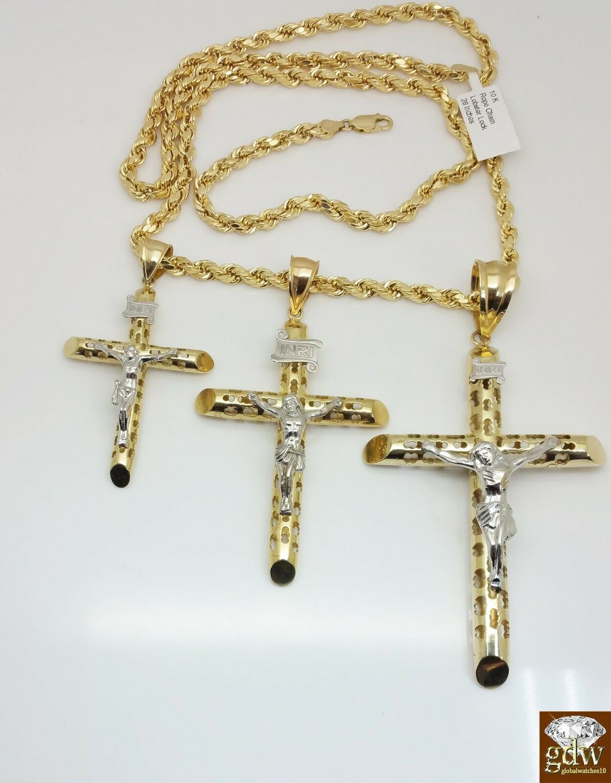 10k Yellow Gold Jesus Crucifix Cross pendant Charm Men Women