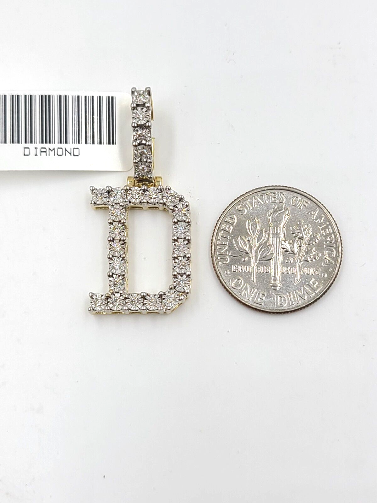 Real 10k Gold & Diamond Letter "D" Initial Alphabet Charm/Pendant 1.25".