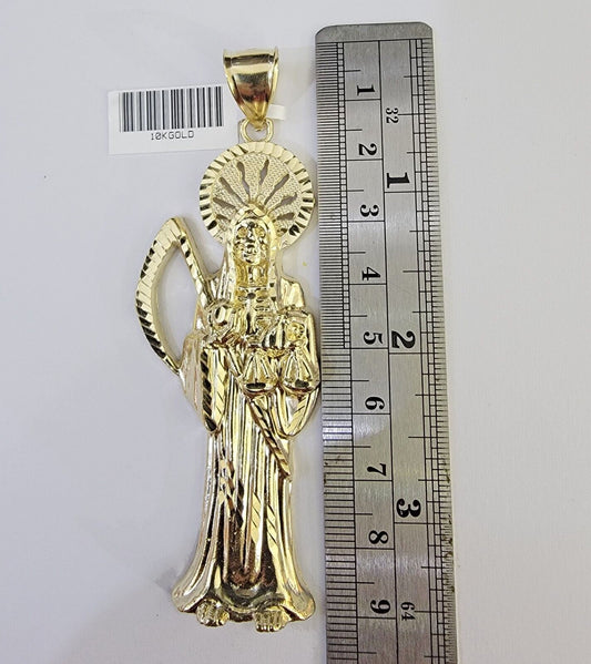 Real 10K Gold Reaper Pendant Charm Diamond Cut 10kt Yellow Gold Charm