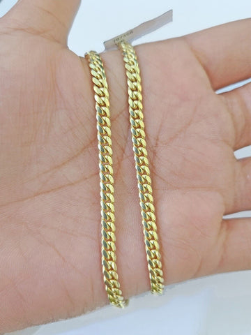 10K Yellow Gold Miami Cuban Link Chain SOLID Real 3mm